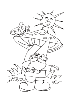 A coloring page of gnomes